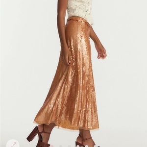 LOVESHACK FANCY CADENA MAXI SKIRT - PETAL GOLD